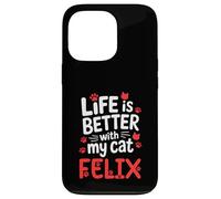 Nome gatto Felix La vita è migliore con il mio gatto Felix Custodia per iPhone 13 Pro
