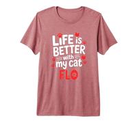 Nome Gatto Flo La Vita è Migliore con Il Mio Gatto Flo Maglietta Premium
