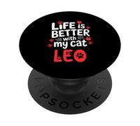 Nome gatto Leo La vita è migliore con il mio gatto Leo PopSockets PopGrip Adesivo