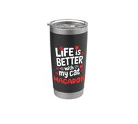 Nome gatto Macaron La vita è migliore con il mio gatto Macaron Bicchiere termico in acciaio inox doppia parete