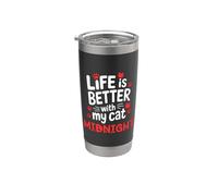 Nome gatto Midnight Life Is Better With My Cat Midnight Bicchiere termico in acciaio inox doppia parete