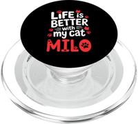 Nome gatto Milo La vita è migliore con il mio gatto Milo PopSockets PopGrip per MagSafe
