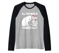 Nome Gatto Personalizzato Dante Cute Kitty Pet Amante Maglia con Maniche Raglan