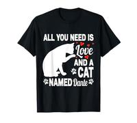 Nome Gatto Personalizzato Dante Cute Kitty Pet Amante Maglietta