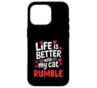 Nome gatto Rumble La vita è migliore con il mio gatto Rumble Custodia per iPhone 16 Pro