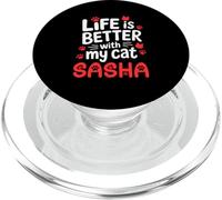 Nome gatto Sasha La vita è migliore con il mio gatto Sasha PopSockets PopGrip per MagSafe