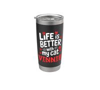 Nome gatto Vinnie Life Is Better With My Cat Vinnie Bicchiere termico in acciaio inox doppia parete