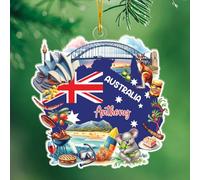 Nome personalizzato Australia Punti di riferimento Ornamento a forma di Natale 2025, Sydney Australian Travel Christmas Decor, Personalizzato Australia Vacanza Souvenir Ornamento acrilico, Simboli