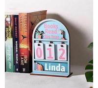 Nome personalizzato in legno annuale lettura Tracker motivare lettura indispensabile per la scuola libreria decorazione regalo di Natale per topi di biblioteca (blu)