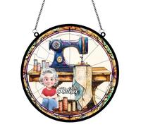 Nome personalizzato Macchina da cucire retrò Acrilico Suncatcher Negozio di sartoria Cucire Decorazione della stanza Regali Amanti del Cucito Personalizzato Accessori Ornamento Personalizzato Ritratto