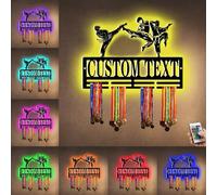 Nome Personalizzato Metallo Taekwondo Medaglia Hanger Display Rack per Premi Nastri Con Luce LED, Supporto Medaglia Sport Personalizzato per Parete, Award Rack