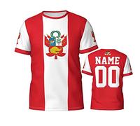 Nome Personalizzato Numero Emblema della Bandiera del Perù Maglietta Uomo Maglietta T-Shirt Manica Corta Magliette Basic Casual Tshirt per Hip-Hop Palestra Bodybuilding L