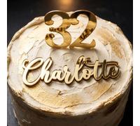 Nome Personalizzato Numero Torta Fascino Acrilico 3mm Spesso Elegante Topper
