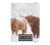 Nome personalizzato Portafoglio da viaggio Porta passaporto in pelle Portafoglio di denaro e carte di grande capacità per gli uomini Viaggio Must Haves Accessori Scottish Highland Mucche