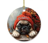 Nome personalizzato Pug Dog Xmas Ornament GIF per gli amanti dei cani Uomini Donne Bambini, Ornamento di Natale personalizzato Carlino 2025, Ornamento di Natale degli amanti del carlino, Ornamento