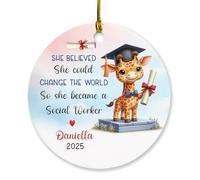 Nome personalizzato She Believed She Could Change The World Decorazione dell'ornamento di Natale, Congratulazioni Grad Xmas Ornament Tree Hanging 2025, Personalizzato Laureato Master Degree Ornamenti