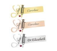 Nome personalizzato Stetoscopio pennella, personalizzato in acciaio inossidabile medico infermiera pin, inciso ID nome tag distintivi identificazione, regalo per donne uomini