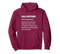 Nome Salvatore Felpa con Cappuccio, Unisex per Adulti, Bordeaux, L