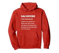 Nome Salvatore Felpa con Cappuccio, Unisex per Adulti, Rosso, XXL
