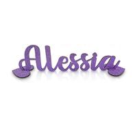 Nome scritta in legno Glitterato personalizzabile 40/50 cm h 15 cm circa con basi da appendere o da appoggio per ogni occasione comunione battesimo nascita compleanno