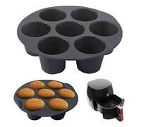 NOMEY 2 pezzi Stampo muffin accessori friggitrice 7 pirottini in silicone cupcake Teglie per Friggitrice ad Aria per Muffin in Silicone 7 Tazze Pirottini da Forno per Torte Cioccolatini (8 pollici)