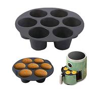 NOMEY 2 pezzi Stampo muffin accessori friggitrice 7 pirottini in silicone cupcake Teglie per Friggitrice ad Aria per Muffin in Silicone 7 Tazze Pirottini da Forno per Torte Cioccolatini (6 pollici)