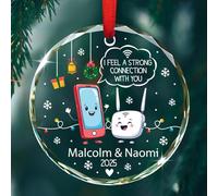 Nomi/anno personalizzati Incontri Coppia Ornamento di vetro di Natale Regali per lui Lei, Sento una forte connessione con te Ornamenti per la decorazione dell'albero di Natale, Regalo di ornamento