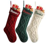Nomi ricamati personalizzati 45,7 cm grandi calze natalizie, nome ricamato personalizzato calze da appendere a maglia per decorazioni per feste di festa