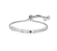 Nomination® Bracciale Donna - Collezione Messaggiamo, Acciaio e Zirconi, Scritta Always follow your dreams, Stella in Smalto Blu, Lunghezza 14-20 cm, Chiusura Scorrevole, Idea Regalo Motivazionale