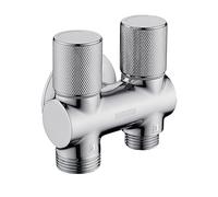 nomona Doppia valvola con due uscite, valvola angolare a tre vie, ingresso G1/2" x uscita G1/2" x uscita G3/4", valvola angolare esterna, montaggio a parete, adattatore a T a 3 vie, adattatore per