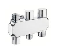 nomona Valvola angolare a quattro vie, collegamento a parete e valvola combinata a tre uscite, in ottone cromato, per cucina, bagno (maschio G1/2" x G1/2" x G3/4")