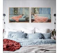 Non affrettarmi, poster con ritratto di ragazza, dipinto su tela, stile vintage di metà secolo, decorazione per la casa, stile trendy per la stanza delle ragazze (70x100 cm/2 pezzi senza cornice)