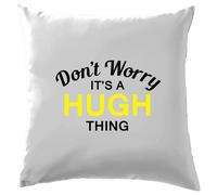 Non Ansia It's A Hugh Cosa Cuscino Cognome Personalizzato Nome Famiglia Cover