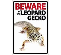 Non applicabile Metallo Tin Sign Decorazione Ferro Pittura 20,3 x 30,5 cm Beware of The Leopard Gecko Metal