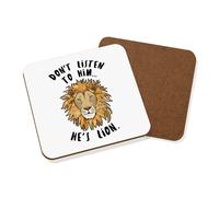 Non Ascoltare per Lui He's Leone Sottobicchiere - Divertente Animale Sdraiato