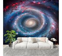Non autoadesivo Carta da Parati Fotografica 400x280 cm Universo Buchi Neri Galassie Facile Installazione Decorazione Parete Grande Fotomurali Blu HD Resistente UV Rimovibile Murale