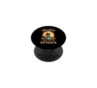 Non badare alla strega Attenti al cane Rottweiler Halloween PopSockets PopGrip Adesivo