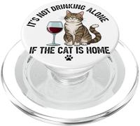 Non beve da solo se il gatto è a casa - Funny Wine PopSockets PopGrip per MagSafe