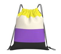 Non Binary Cosmic Latte LGBT Pride Flag Borsa con Coulisse Stringa Zaino con Cordone Pieghevole Tasche con Coulisse per Vacanze Uomo Donna 36X42Cm