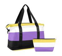 Non-binary Pride Flag Nb Nonbinary Pride Lgbt Grande borsa a mano con tasca bagnata tracolla regolabile borsa sportiva palestra tote per escursionismo set da 2 pezzi per uomini donne
