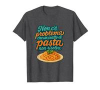 Non c’e Problema Pasta risolva Design Italiano Divertente Maglietta, Uomo, Grigio Scuro, XXL