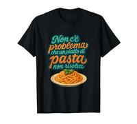 Non c’e Problema Pasta risolva Design Italiano Divertente Maglietta, Uomo, Nero, L