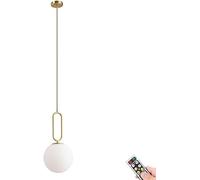 Non Cablato Lampada A Sospensione A Batteria metà del Secolo Moderno Senza Filo Globo Illuminazione A Sospensione con Lampadina Dimmerabile A Distanza per Cucina Isola So, Gold, 5.9inch Shade