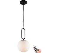 Non Cablato Lampada A Sospensione A Batteria metà del Secolo Moderno Senza Filo Globo Illuminazione A Sospensione con Lampadina Dimmerabile A Distanza per Cucina Isola So, Black, 7.9inch Shade