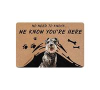 Non C'È Bisogno Di Bussare, Sappiamo Che Sei Qui. Cane Schnauzer Personalizzato. Tappetino Antiscivoloraschiafangozerbinolavabilezerbini Per Interniingressointernicorridoi40 X 60Cm
