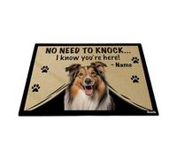 Non C'È Bisogno Di Bussare, So Che Sei Qui - Collie Dog Tappetino Da Bagno Divertenti Tappeti D'Ingresso Antiscivolo Tappeto Ingresso Casa Per Interno Balcone Terrazzo 40X60 Cm
