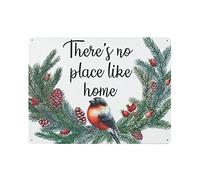 Non c'è posto come la casa Ghirlanda di uccelli della foresta Retro Cartello in metallo Poster da parete Poster da parete per la casa Bar Cafe Bagno Cucina Garage Giardino Fattoria Man Cave Decor Rega