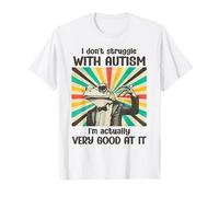 Non combatto con l'autismo Funny Frog Autistic Retro Maglietta