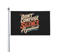 NON CONFONDERE IL MIO SILENZIO CON L'Accordo Bandiera 3x5 Bandiere uniche bifacciali per esterni per aula 3x5 piedi, NON CONFONDERE IL MIO SILENZIO CON L'Accordo Arazzo per ufficio