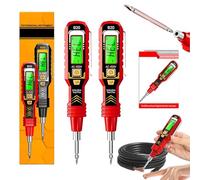 Non-Contact Voltage Tester with LCD Display, Smart Voltage Test Pen, 2-in-1 Intelligent Digital Display Voltage Tester - Safe Efficient Electrician's Tool for DC/AC Circuit Detection (Red,2Pcs)